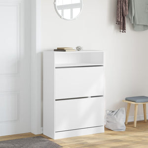 Schuhschrank Weiß mit 2 Klappen 80x116cm