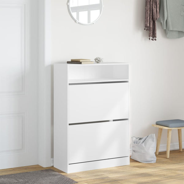 Schuhschrank Weiß mit 2 Klappen 80x116cm