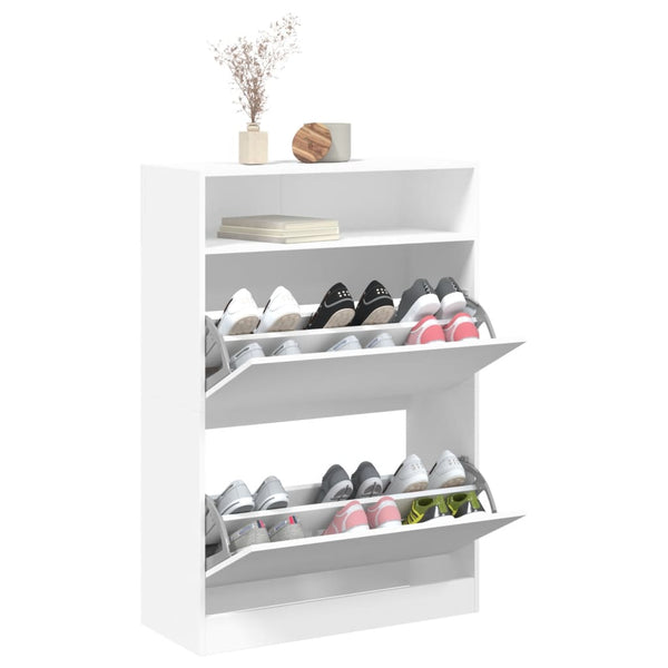 Schuhschrank Weiß mit 2 Klappen 80x116cm