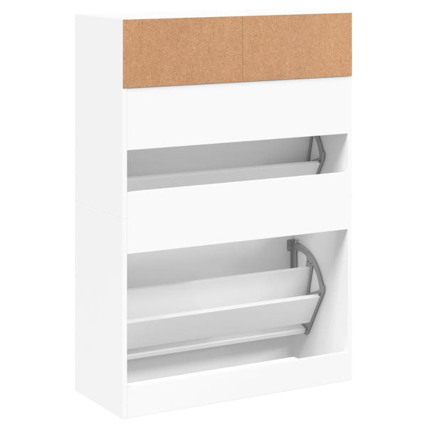 Schuhschrank Weiß mit 2 Klappen 80x116cm