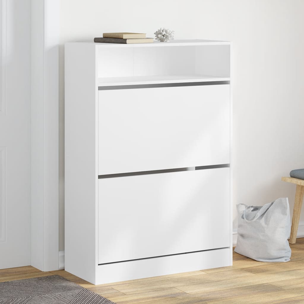 Schuhschrank Weiß mit 2 Klappen 80x116cm
