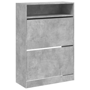 vidaXL Meuble à chaussures à 2 abattants Gris béton 80x34x116 cm