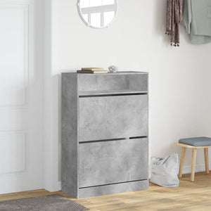 vidaXL Meuble à chaussures à 2 abattants Gris béton 80x34x116 cm
