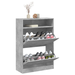 vidaXL Meuble à chaussures à 2 abattants Gris béton 80x34x116 cm