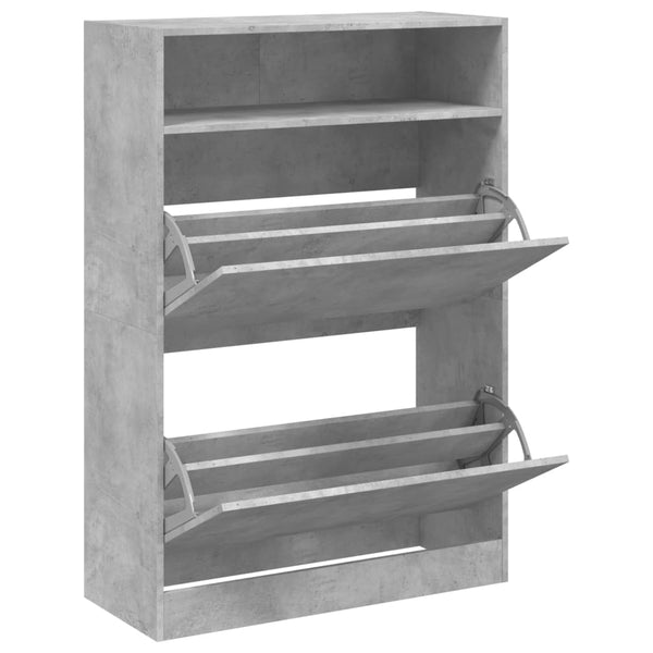 vidaXL Meuble à chaussures à 2 abattants Gris béton 80x34x116 cm