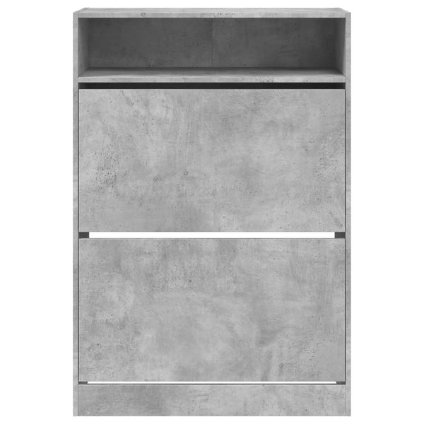 vidaXL Meuble à chaussures à 2 abattants Gris béton 80x34x116 cm
