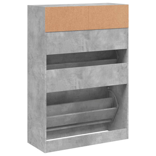 vidaXL Meuble à chaussures à 2 abattants Gris béton 80x34x116 cm
