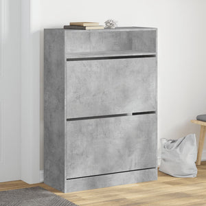 vidaXL Meuble à chaussures à 2 abattants Gris béton 80x34x116 cm
