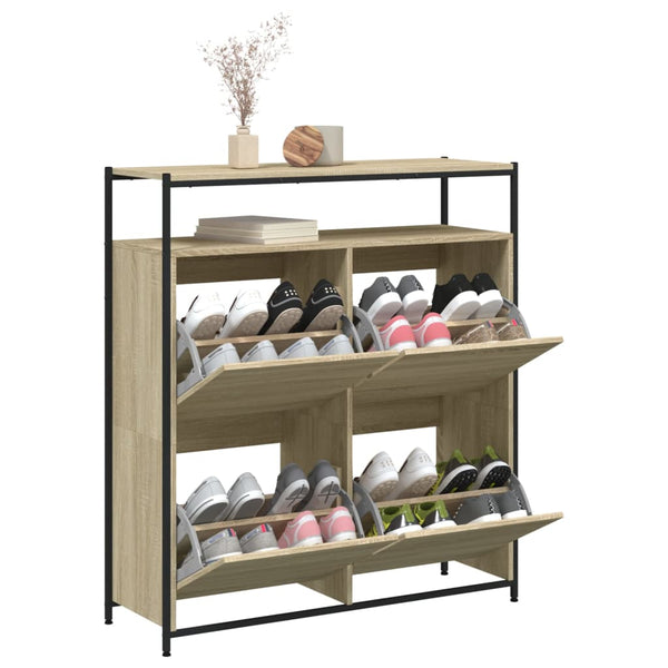Schuhschrank Sonoma-Eiche mit 4 Klappen