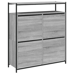 Meuble à chaussures vidaXL avec 4 abattants gris Sonoma 100x34x112 cm