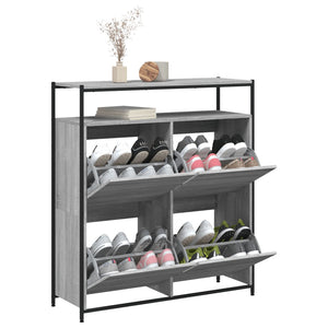 Meuble à chaussures vidaXL avec 4 abattants gris Sonoma 100x34x112 cm