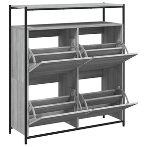 Meuble à chaussures vidaXL avec 4 abattants gris Sonoma 100x34x112 cm