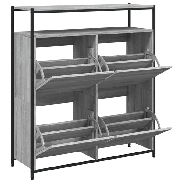 Meuble à chaussures vidaXL avec 4 abattants gris Sonoma 100x34x112 cm