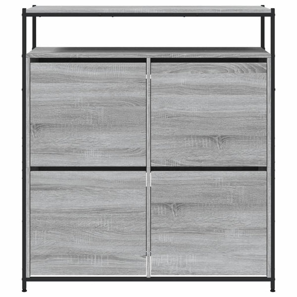 Meuble à chaussures vidaXL avec 4 abattants gris Sonoma 100x34x112 cm