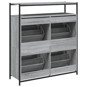 Meuble à chaussures vidaXL avec 4 abattants gris Sonoma 100x34x112 cm