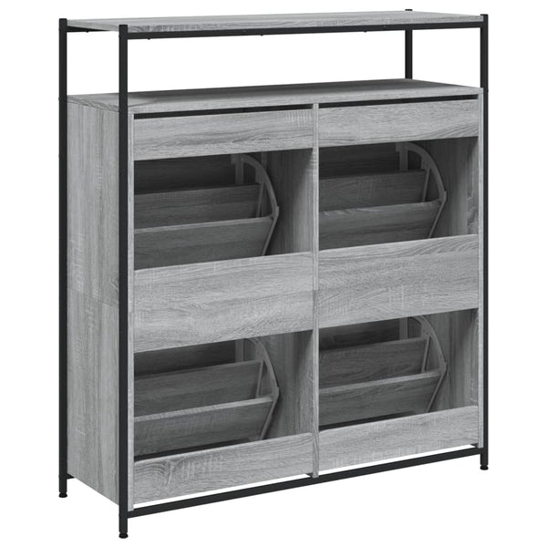 Meuble à chaussures vidaXL avec 4 abattants gris Sonoma 100x34x112 cm