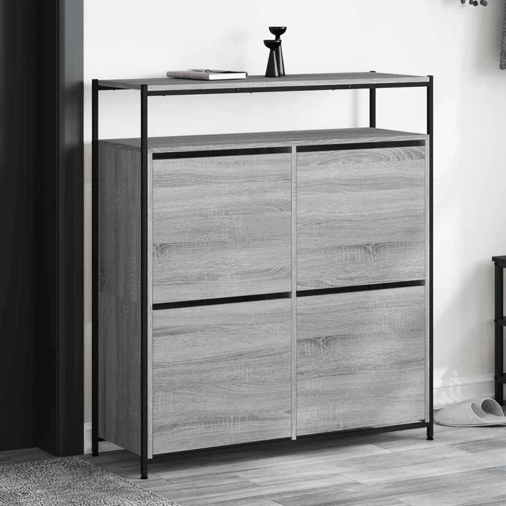 Schuhschrank Grau Sonoma mit 4 Klappen