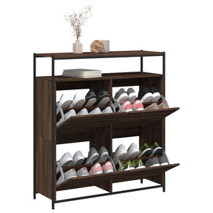 Schuhschrank Braun Eiche Optik, 4 Klappen