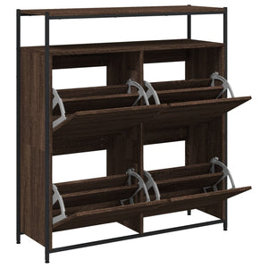 Schuhschrank Braun Eiche Optik, 4 Klappen