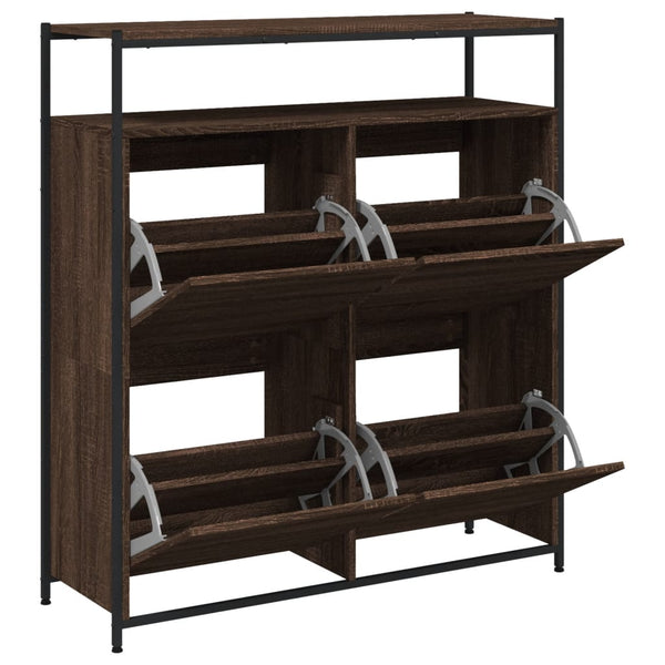 Schuhschrank Braun Eiche Optik, 4 Klappen
