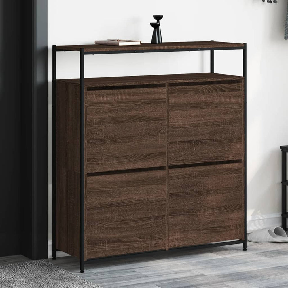 Schuhschrank Braun Eiche Optik, 4 Klappen
