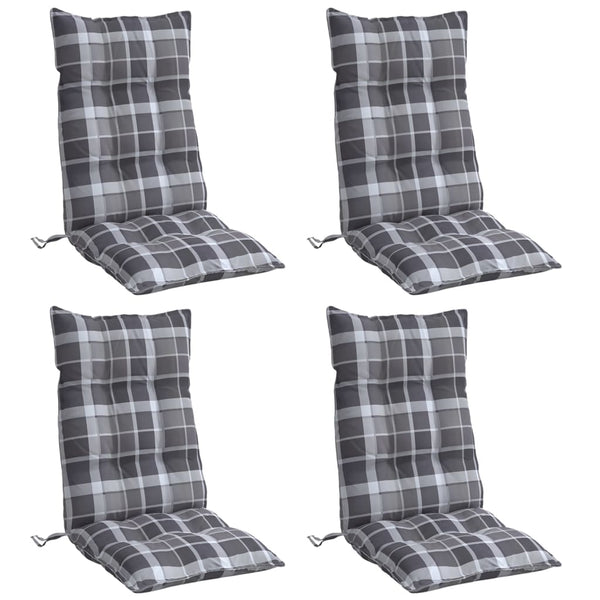 Hochlehner Auflagen 4er-Set Grau Karomuster