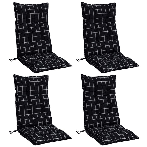 Hochlehner Auflagen 4er Set Schwarz Karomuster