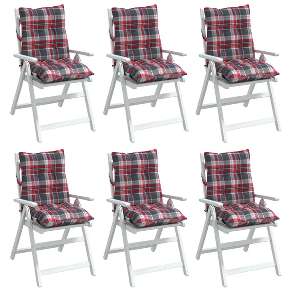 Niedriglehner Auflagen 6er Set Rot Kariert