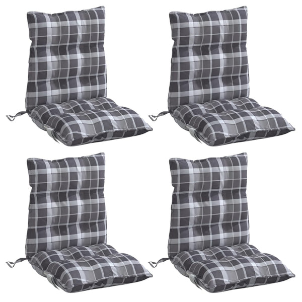 Niedriglehner Auflagen 4er-Set Grau Karomuster