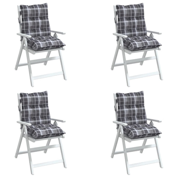 Niedriglehner Auflagen 4er-Set Grau Karomuster