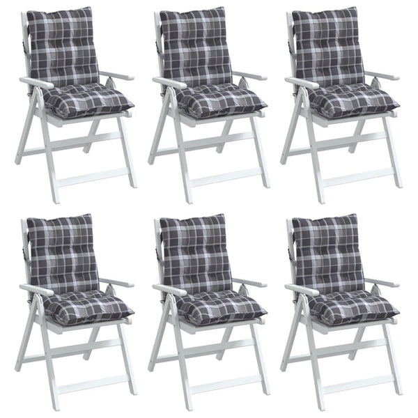 Niedriglehner Auflagen 6er Set Grau Karomuster