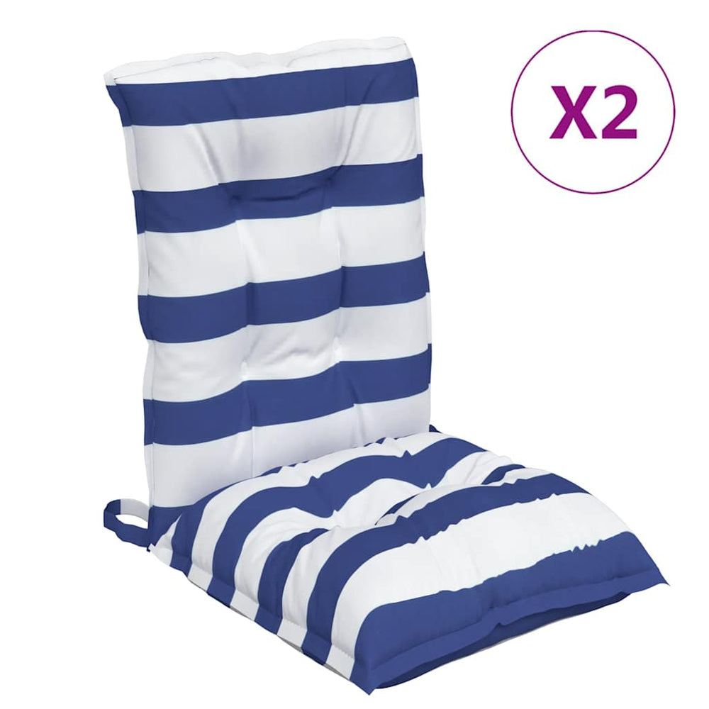 Niedriglehner Auflagen Blau Weiß Gestreift 2er Set