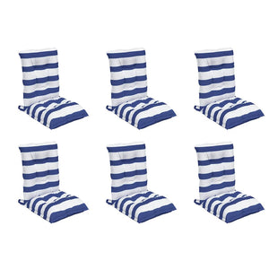 Niedriglehner Auflagen 6er Set Blau Weiß Gestreift