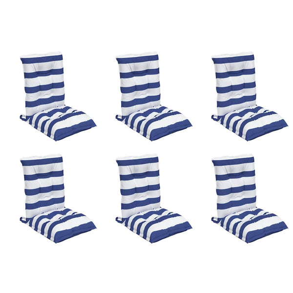 Niedriglehner Auflagen 6er Set Blau Weiß Gestreift