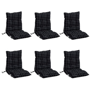 Niedriglehner Auflagen 6er Set Schwarz Karomuster