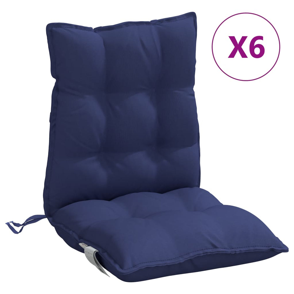 Marineblaue Niedriglehner Auflagen, 6er Set
