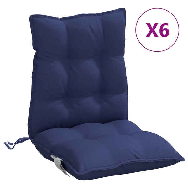 Marineblaue Niedriglehner Auflagen, 6er Set