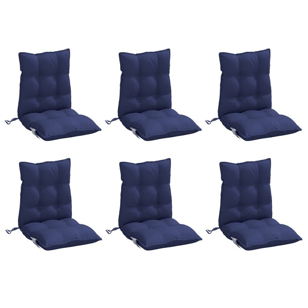 Marineblaue Niedriglehner Auflagen, 6er Set