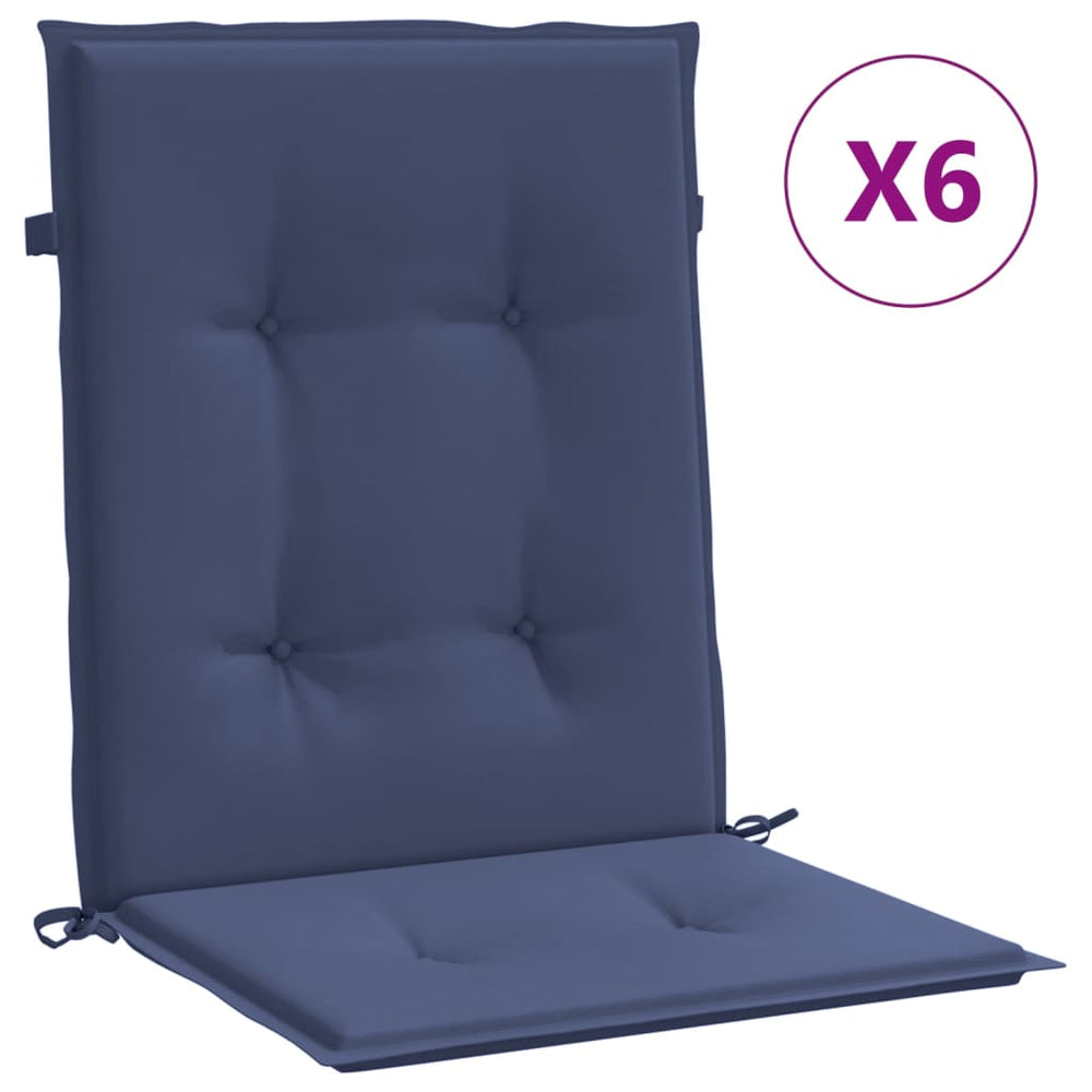 Marineblaue Niedriglehner Auflagen, 6er-Set