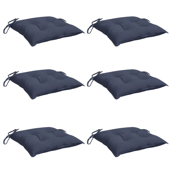 vidaXL Coussins de chaise 6 pcs Bleu marine 40x40x7 cm Tissu Oxford