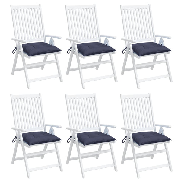 vidaXL Coussins de chaise 6 pcs Bleu marine 40x40x7 cm Tissu Oxford