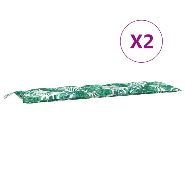 Gartenbank Auflagen 2er Set Blattmuster 180 cm