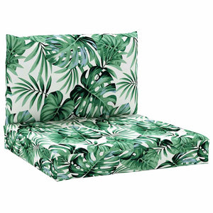 vidaXL Coussins de palettes 2 pcs Tissu motif feuilles