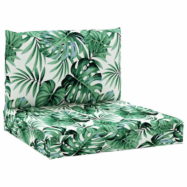 vidaXL Coussins de palettes 2 pcs Tissu motif feuilles