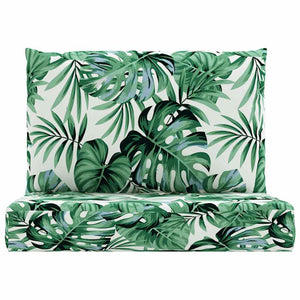 vidaXL Coussins de palettes 2 pcs Tissu motif feuilles