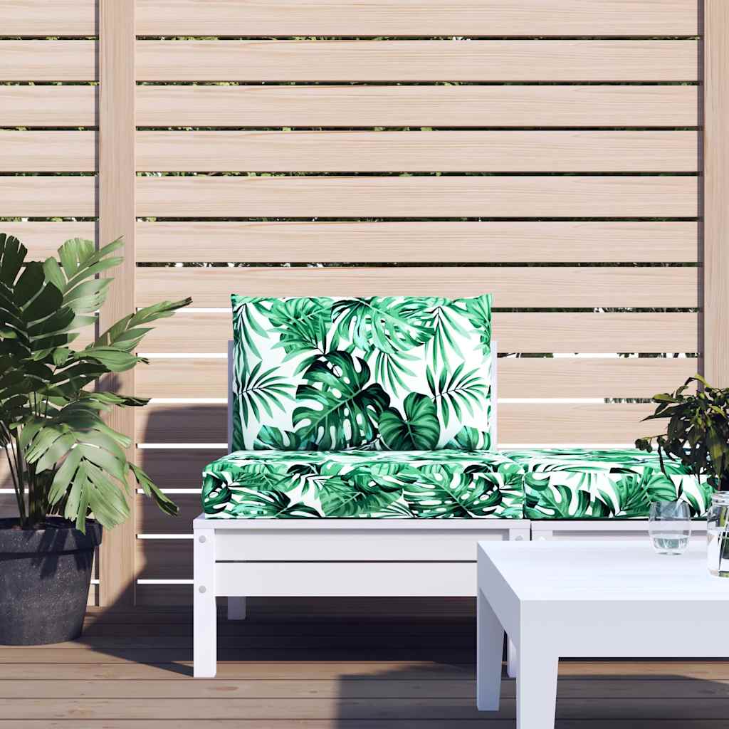 vidaXL Coussins de palettes 2 pcs Tissu motif feuilles