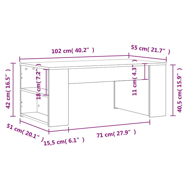 Schwarzer Couchtisch 102x55 cm