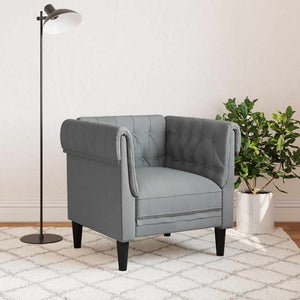 Chesterfield Sessel Hellgrau Stoff
