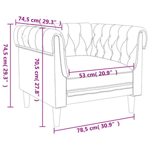 Chesterfield Sessel Hellgrau Stoff