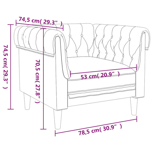 Chesterfield Sessel Hellgrau Stoff
